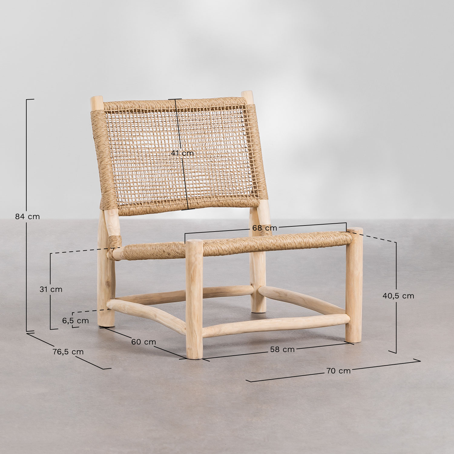 Bientina teak garden armchair, MEASURES