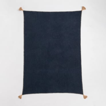 Plaid Blanket In Paraiba Cotton Black - Beige Nature - Sklum