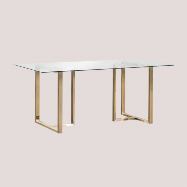 Lesley Glass & Steel Rectangular Dining Table (180x90 Cm) Clear - Sklum