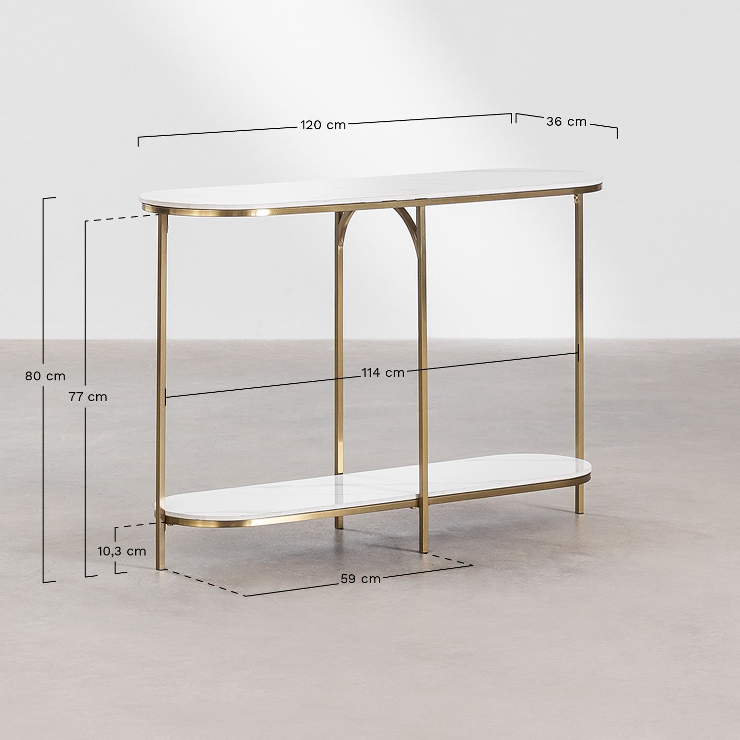 Dominik steel entryway console, MEASURES