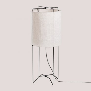Linen Floor Lamp Alfie Beige Nature - Sklum