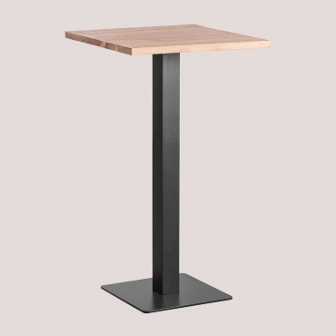 High Square Bar Table In Acacia Wood Ristretto ↔︎ 60 Cm & Black - Sklum