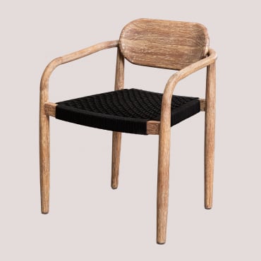 Pack Of 2 Garden Chairs With Wooden Armrests Naele Black - Sklum