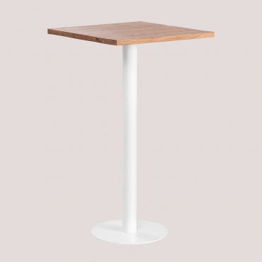 Square High Bar Table In Macchiato Acacia Wood ↔︎ 60 Cm & White - Sklum