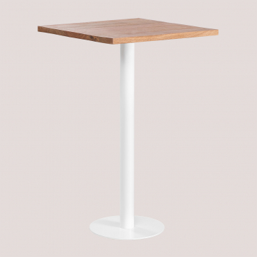 Acacia Wood Square Bar High Table Macchiato ↔︎ 70 Cm & White - Sklum