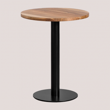 Round Bar Table In Macchiato Acacia Wood Ø60 Cm & Black - Sklum