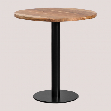 Round Acacia Wood Bar Table Macchiato Ø70 Cm & Black - Sklum