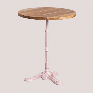 Round Acacia Wood Bar Table Vienna Ø60 Cm & Cotton Candy Rose - Sklum