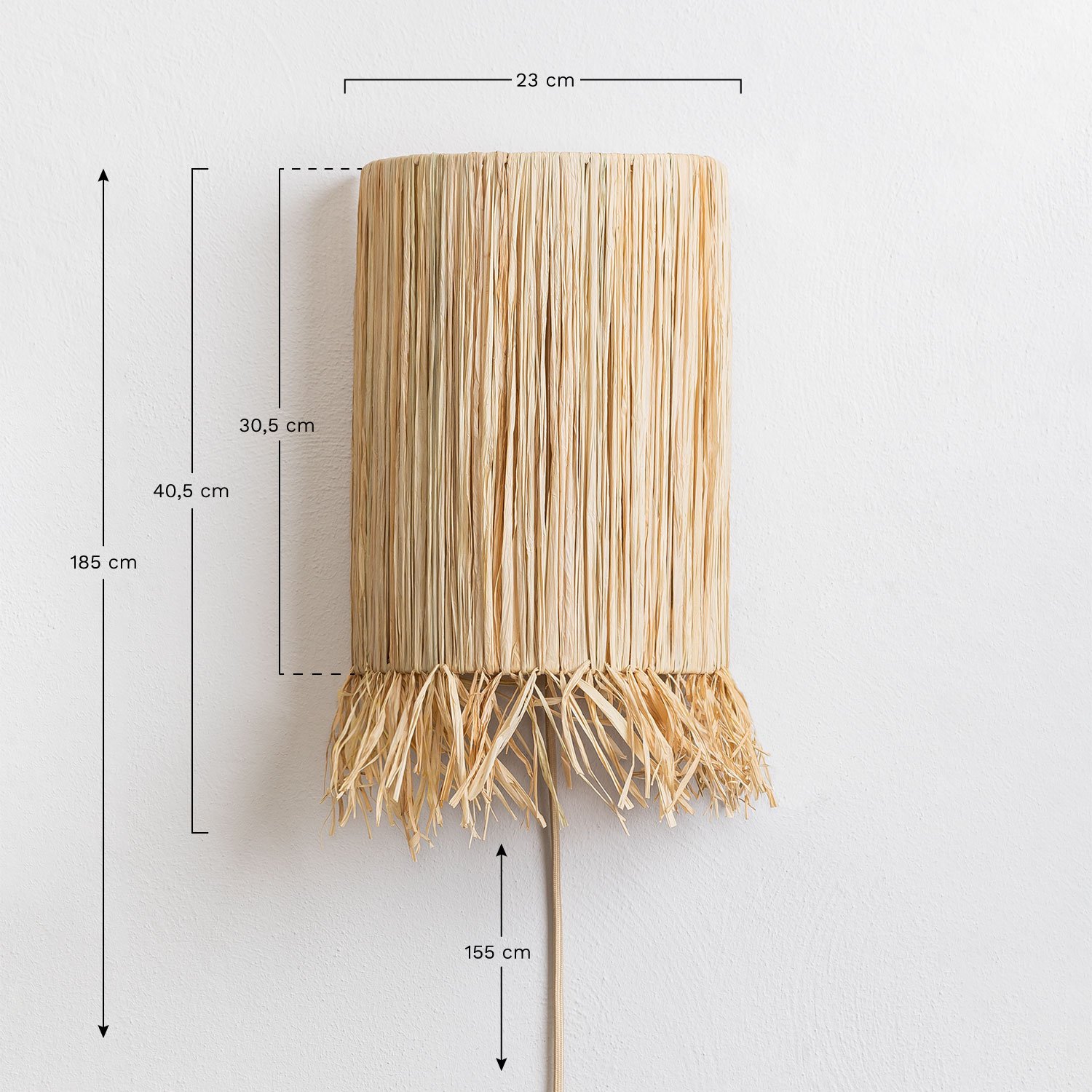 Raffia Wall Lamp Bellver, MEASURES