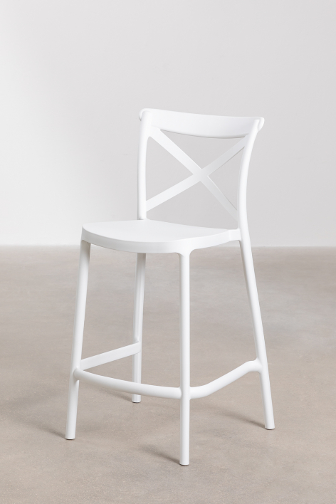 4-Pack garden high stools 65 cm stackable in white polypropylene Otax - White