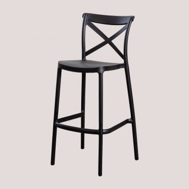Pack Of 4 Stackable High Stools In Otax Polypropylene Black & ↑75 Cm - Sklum