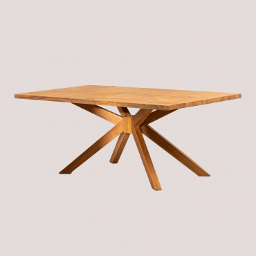 Rectangular Wooden Dining Table (190x100 Cm) Jal Brown Oak - Sklum