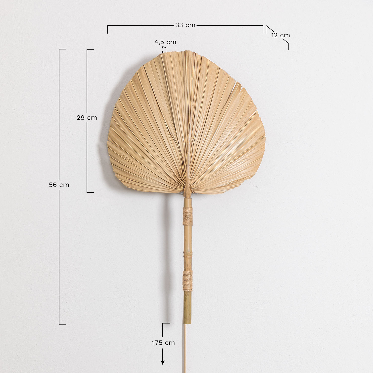 Pruyans bamboo wall lamp, MEASURES