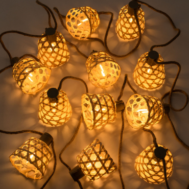 Garden Garland With Led Lights And Solar Charger (7.40 M) Ducrot Natural - Sklum