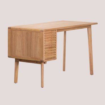 Wooden Desk Deleyna Brown Natural Wood - Sklum
