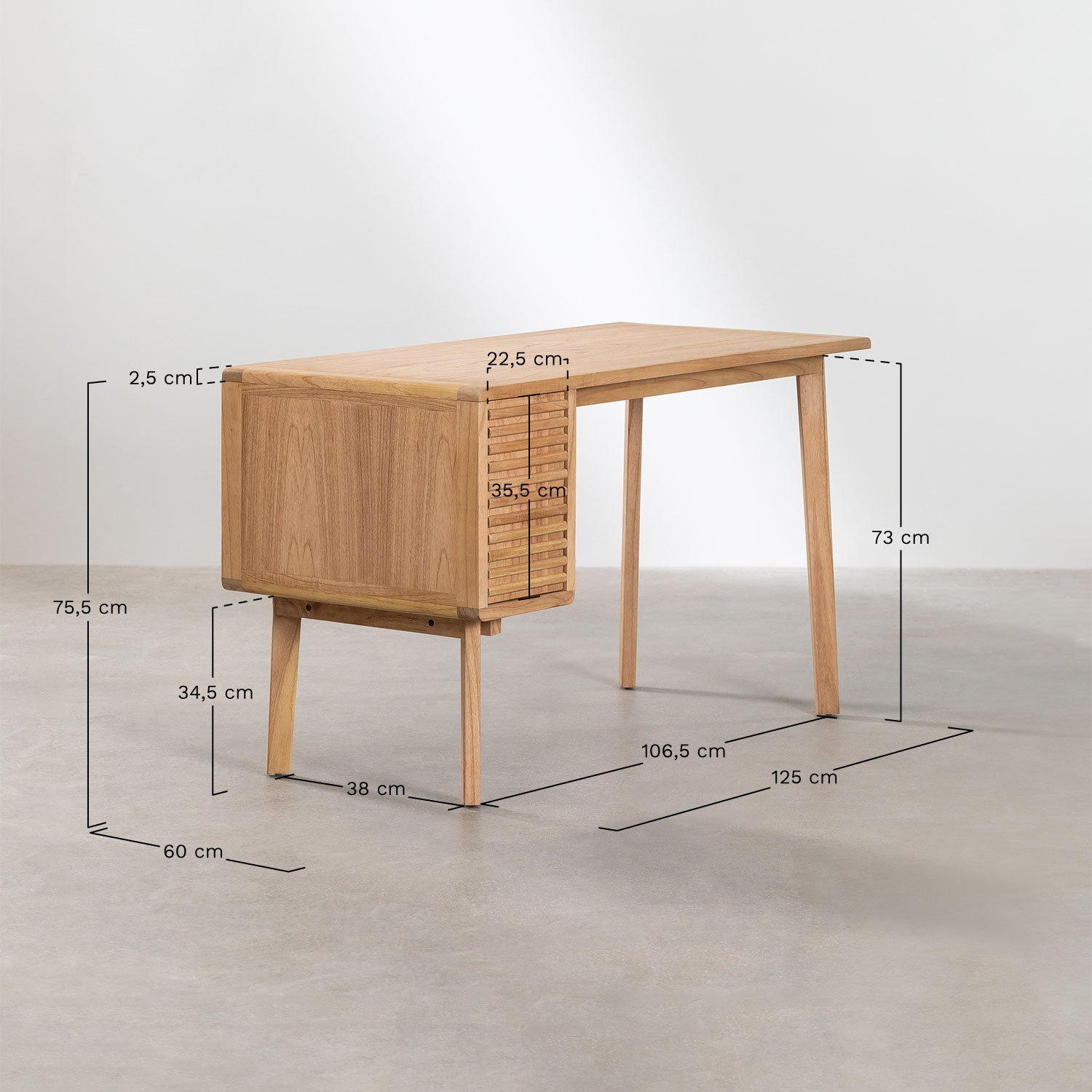 Wooden Desk Deleyna , MEASURES