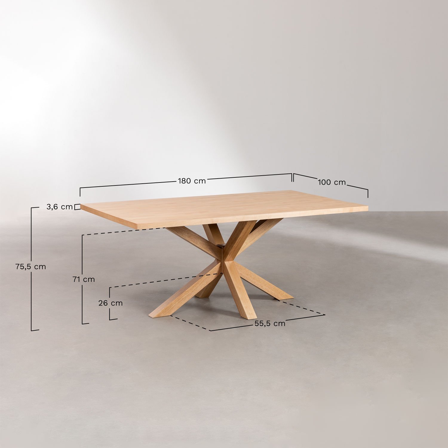 Rectangular Dining Table in MDF (180x100 cm) Pleven SKLUM