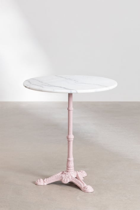 Moka round marble bar table - Cotton Candy Rose