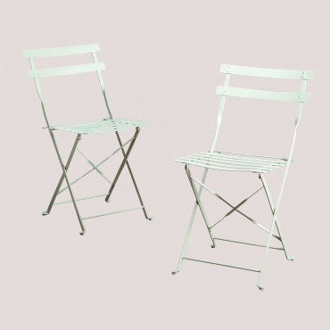Pack Of 2 Sergey Folding Steel Garden Chairs Celadon Mousse - Sklum