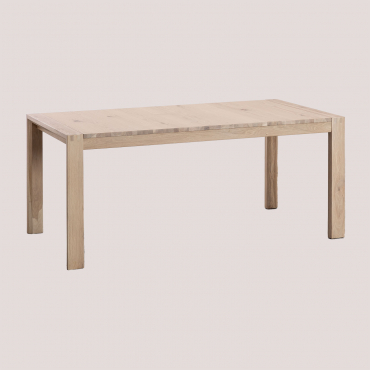 Extendable Rectangular Wooden Dining Table (170-260x95 Cm) Quëbi Natural Wood - Sklum