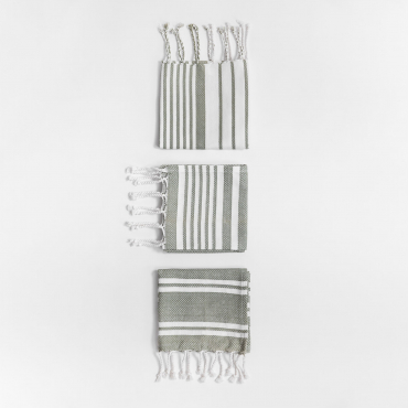 Set Of 3 Gergana Cotton Kitchen Towels Green Bay - Sklum