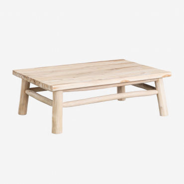 Rectangular Teak Wood Coffee Table (120x80 Cm) Narel Brown Natural Wood - Sklum