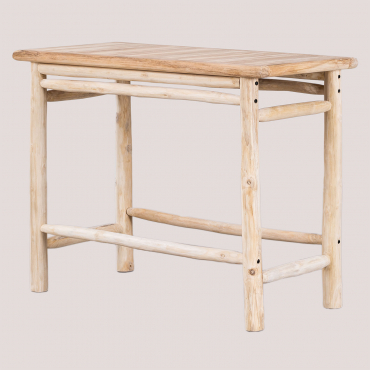 Rectangular High Table 134x65 Cm In Narel Teak Wood Brown Natural Wood - Sklum