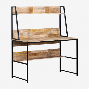 Desk In Recycled Wood Student Black - Sklum