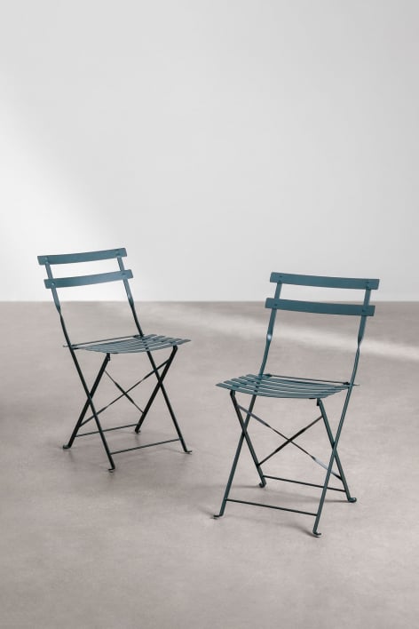 Pack of 2 Sergey folding steel garden chairs