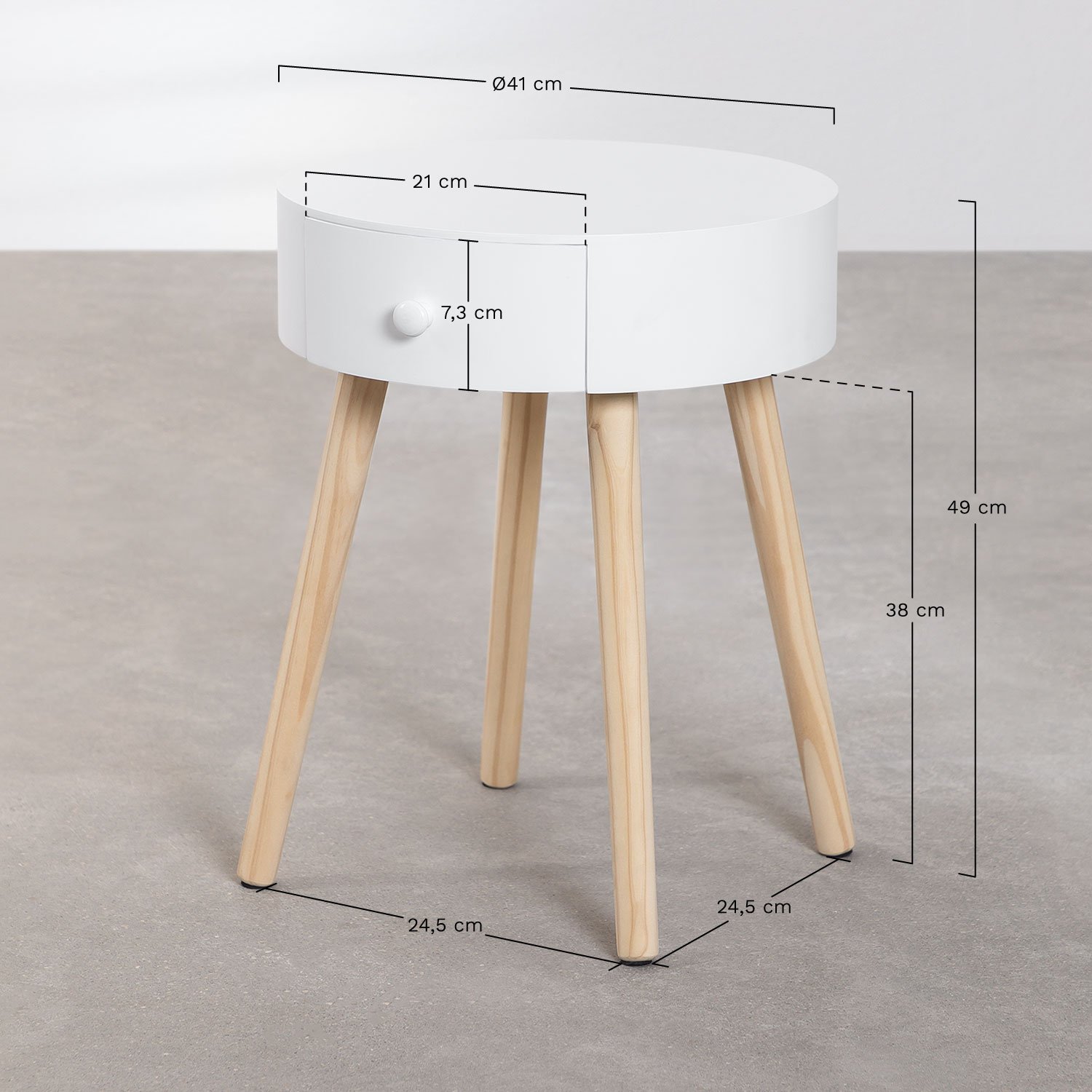Wooden Bedside Table Lamba , MEASURES