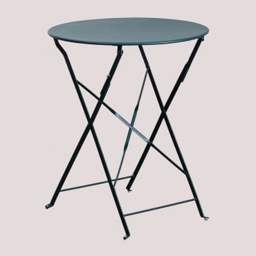 Round Garden Table Ø60 Cm Foldable In Steel Sergey Jungle Green - Sklum