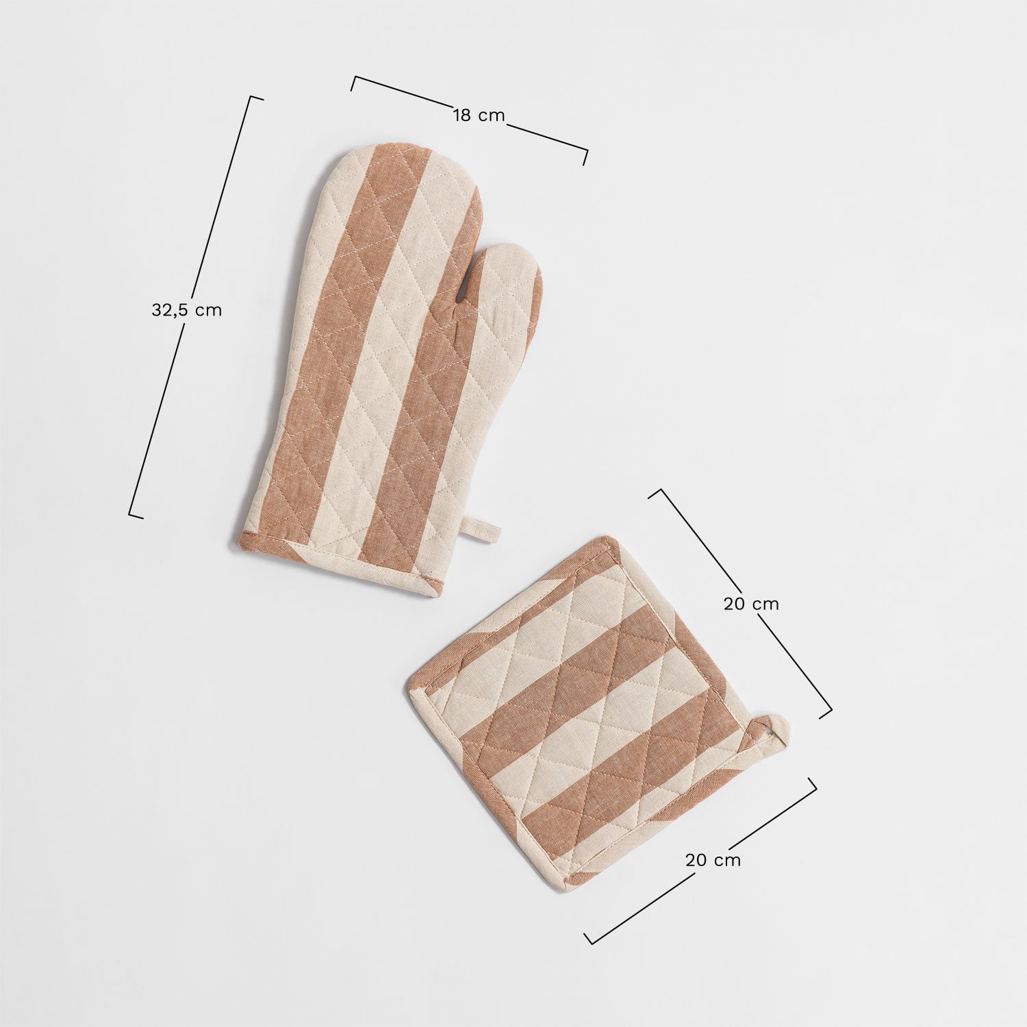 Efarin oven glove and cloth set, MEASURES