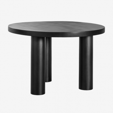 Amanza Round Mango Wood Dining Table (ø120 Cm) Plain Black - Sklum