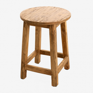 Recycled Wood Low Stool Lare Natural Wood - Sklum