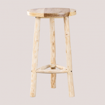 Round Wooden High Table (ø60 Cm) Narel Brown Natural Wood - Sklum