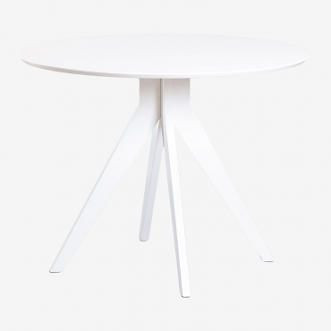 Sekiz Round Ø100 Cm Wooden Dining Table White Wood - Sklum
