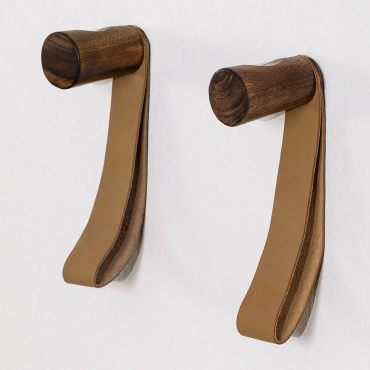 Set Of 2 Wall Coat Racks Niena Dark Brown Wood - Sklum