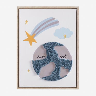 Decorative Painting With Textile Texture (30x40 Cm) Haley Kids Multicolour Soft - Sklum