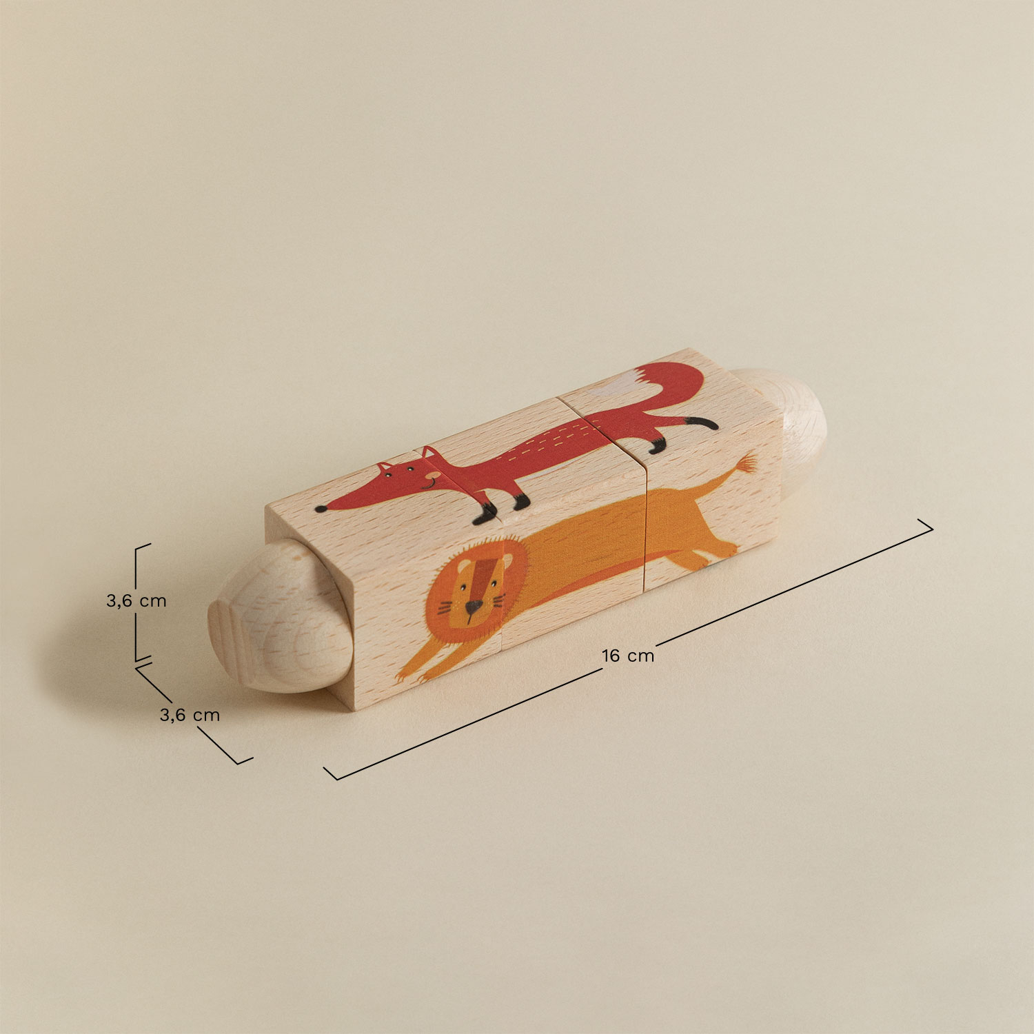 Rotating wooden puzzle with sound Rolet Kids, MEASURES