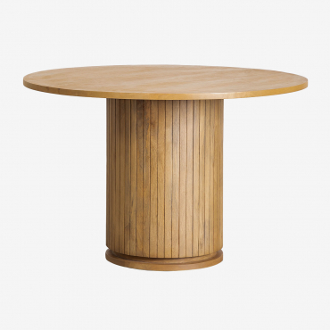 Mango Wood Dining Table Analis (ø120cm) Natural Wood - Sklum