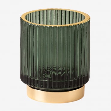 July Glass Candle Holder ↑8 Cm & Jungle Green - Sklum