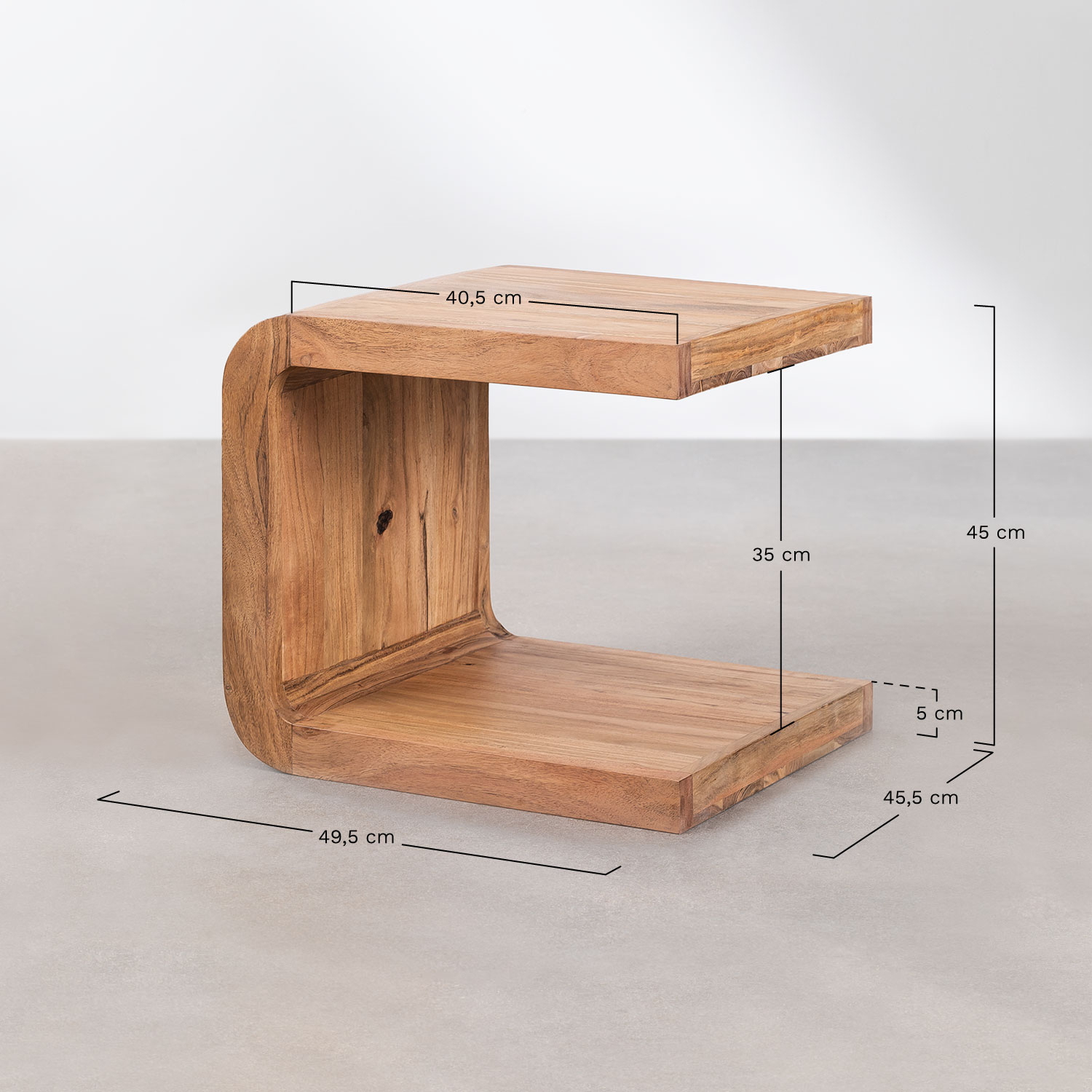 Acacia Wood Bedside Table Vacry, MEASURES