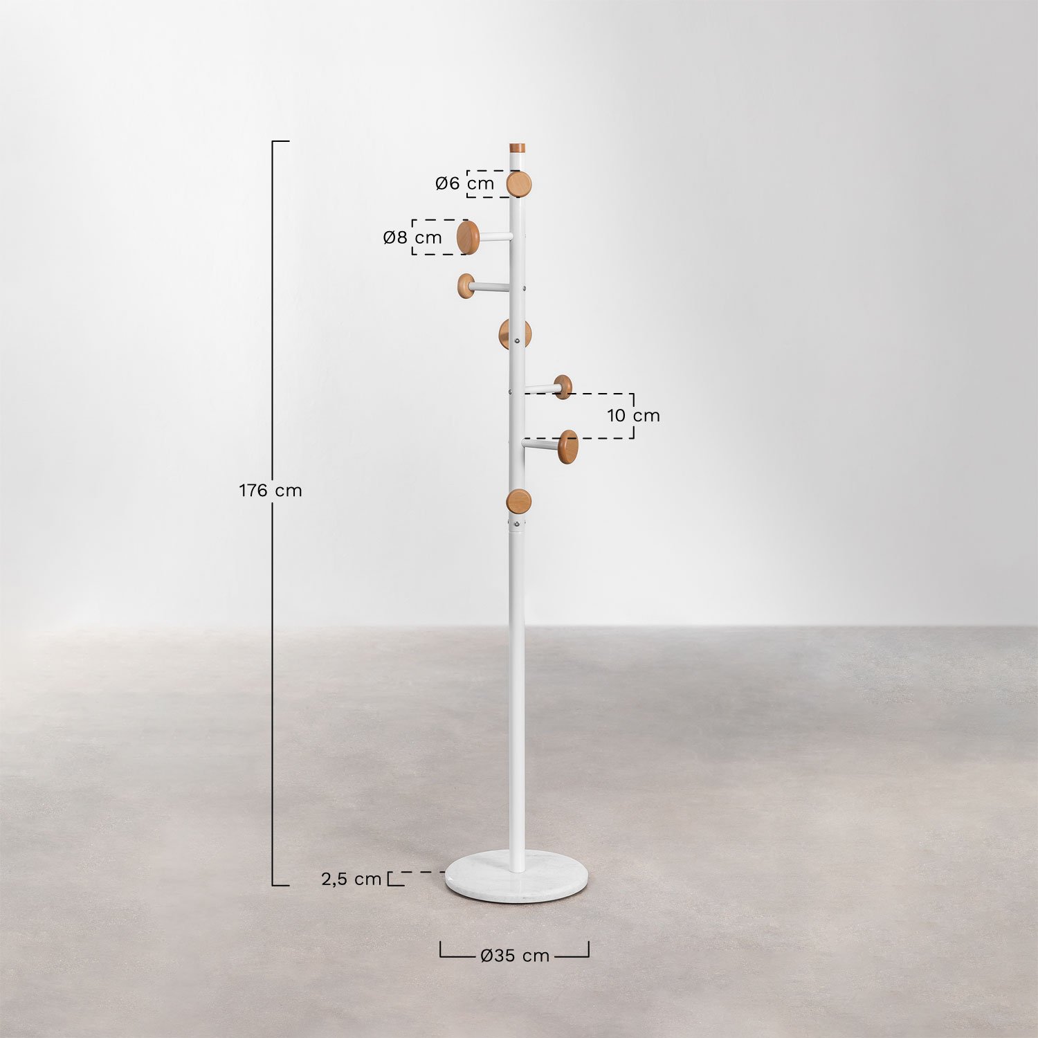 Tibalt metal & beech wood coat hanger, MEASURES
