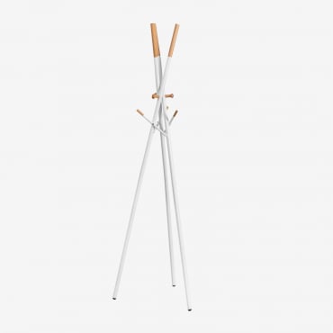 Urian Metal & Beech Wood Coat Hanger White - Sklum