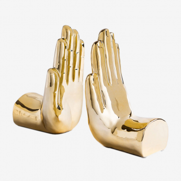 Set Of 2 Ceramic Bookends Ranjit Golden - Sklum