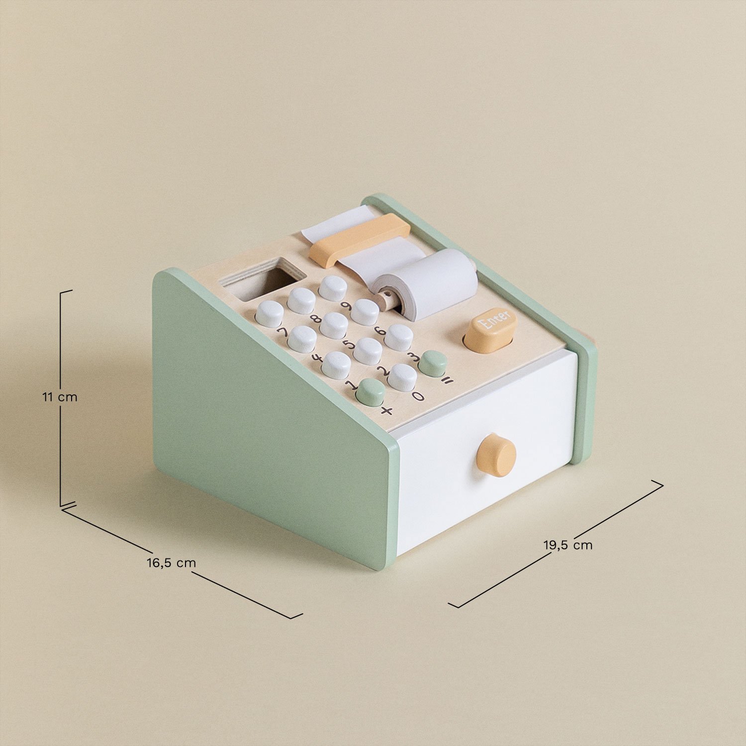 Oblina Kids wooden cash register, MEASURES