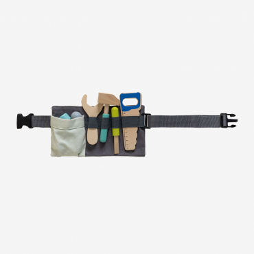 Jonny Kids Wooden Tool Belt Brown Natural Wood - Sklum