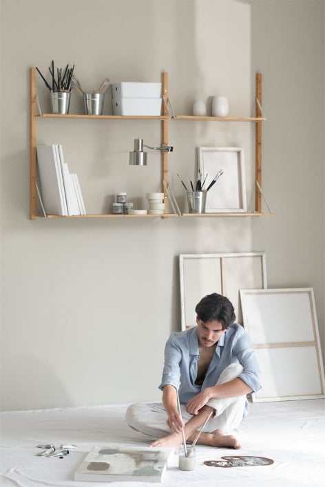 Kolex bamboo modular wall shelf