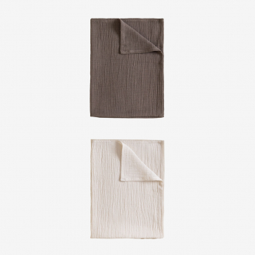 Set Of 2 Ripert Cotton Kitchen Towels Natural Colors - Sklum