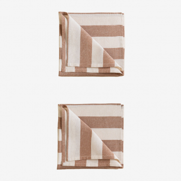Set Of 2 Efarin Cotton Napkins Light Brown Nude - Sklum
